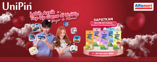 Bulan Penuh Cinta! Top Up Game di UniPin dan Bayar di Alfamart, Gratis Ultra Milk!